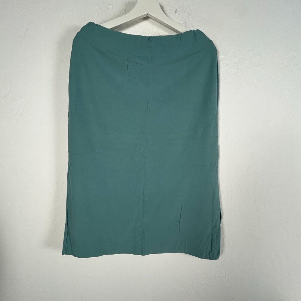 TeHen par Poles Womens Teal Elastic Waist Pencil Midi Skirt Large Stretch Casual